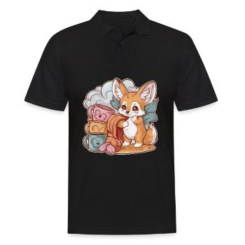 Kawaii Fennek Wüstenfuchsmit Tassen und Decke - Männer Poloshirt - Schwarz - Vorne - Kai (181cm)