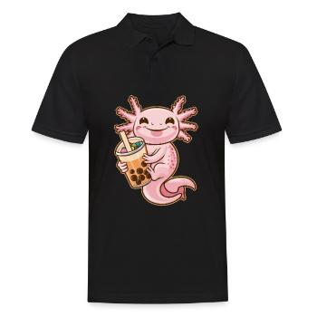 Axolotl kawaii avec bulle japonaise - Polo Homme - noir - Devant - Kai (181cm)
