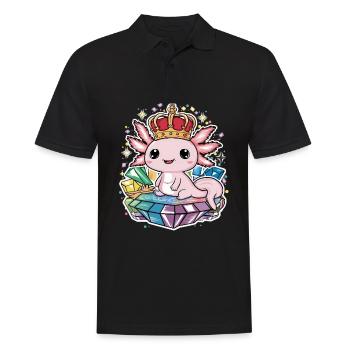 Axolotl Kawaii avec Couronne Royale. - Polo Homme - noir - Devant - Kai (181cm)