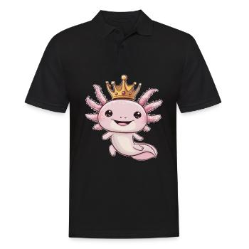 Axolotl Kawaii avec Couronne Royale. - Polo Homme - noir - Devant - Kai (181cm)