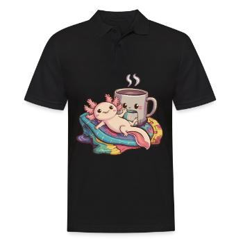 Kawaii Axolotl mit Decke und - Männer Poloshirt - Schwarz - Vorne - Kai (181cm)