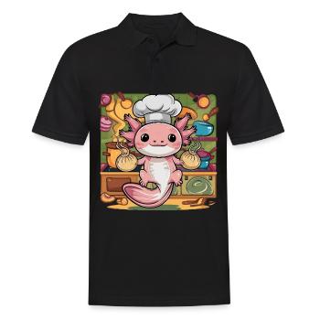 Axolotl mit japanischen Teigtaschen - Männer Poloshirt - Schwarz - Vorne - Kai (181cm)