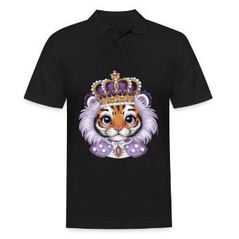 Kawaii tiger with magnificent crown - Men's Polo Shirt - black - Front - Kai (181cm)