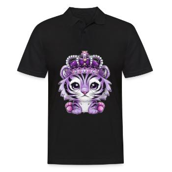 Kawaii tiger with magnificent crown - Men's Polo Shirt - black - Front - Kai (181cm)