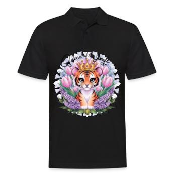 Dessin animé Kawaii Tiger avec couronne de tulipes et lilas - Polo Homme - noir - Devant - Kai (181cm)