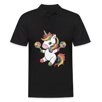 Kawaii Einhorn mit Süßigkeiten - Männer Poloshirt - Schwarz - Vorne - Kai (181cm)