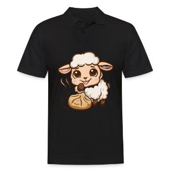 Kawaii sheep with stuffed dumpling - Men's Polo Shirt - black - Front - Kai (181cm)