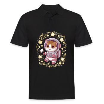 Hamster kawaii avec des étoiles et en combinaison d’astronaute - Polo Homme - noir - Devant - Kai (181cm)
