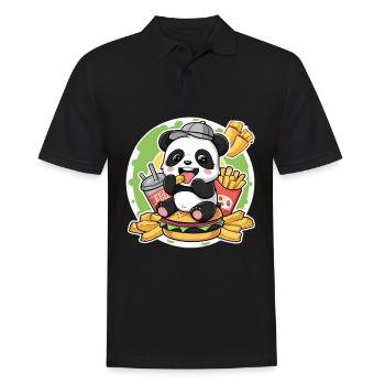 Panda Kawaii avec restauration rapide - Polo Homme - noir - Devant - Kai (181cm)