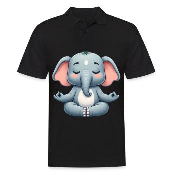 Buddhistische Elefanten Yoga Entspannung  - Männer Poloshirt - Schwarz - Vorne - Kai (181cm)