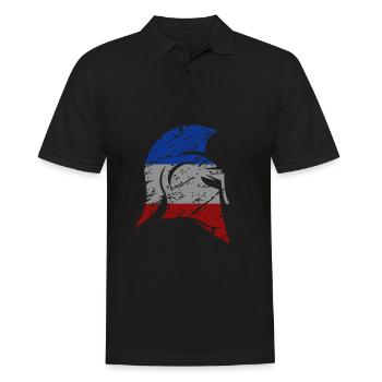 Spartanischer Helm blau weiß rot Frankreich Spartan - Männer Poloshirt - Schwarz - Vorne - Kai (181cm)