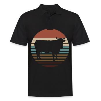 Rind Landwirtschaft Kuh Kühe Retro Landwirt Bauer - Männer Poloshirt - Schwarz - Vorne - Kai (181cm)