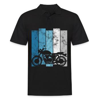 Motorcyclist Retro Biker Motorcycle Chopper Bobber - Men's Polo Shirt - black - Front - Kai (181cm)
