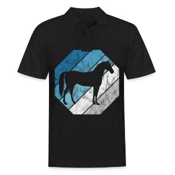Pferd Reiter Reitsport Pony Reiten Pferde Retro - Männer Poloshirt - Schwarz - Vorne - Kai (181cm)