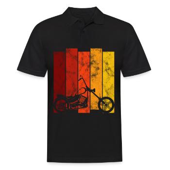 Biker Motorcyclist Retro Bobber Chopper Motorcycle - Men's Polo Shirt - black - Front - Kai (181cm)
