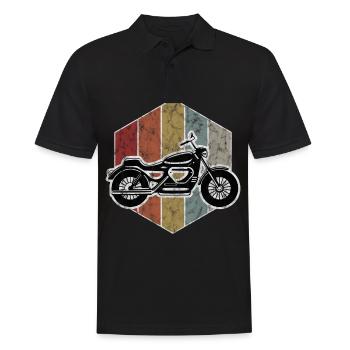 Biker Retro Motorcycle Bobber Motorcyclist Chopper - Men's Polo Shirt - black - Front - Kai (181cm)