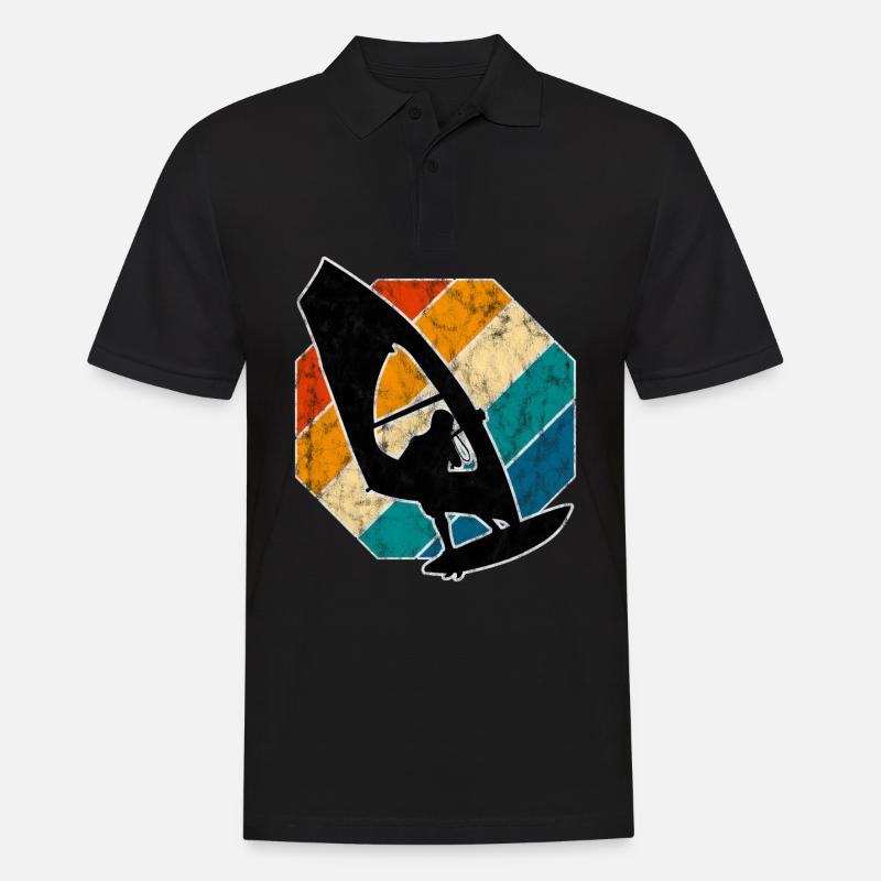 Windsurfen Windsurfer Windsurfing Retro Surfen - Männer Poloshirt - Schwarz