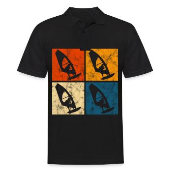 Windsurfing Windsurfen Windsurfer Surfen Retro - Männer Poloshirt - Schwarz - Vorne - Kai (181cm)