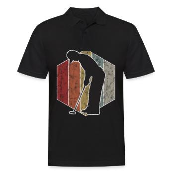 Golf Retro Golfschläger Golfen Golfspieler Golfer - Männer Poloshirt - Schwarz - Vorne - Kai (181cm)
