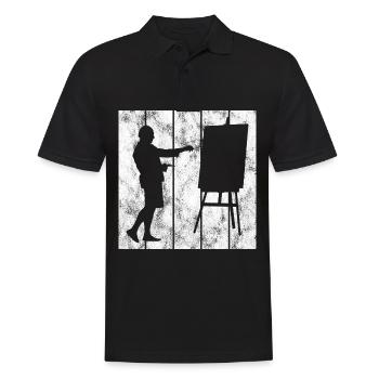 Künstler Retro Malerei Kunst Künstlerin Malerin - Männer Poloshirt - Schwarz - Vorne - Kai (181cm)