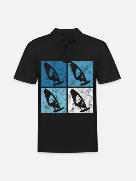 Surfen Retro Windsurfen Windsurfing Windsurfer - Männer Poloshirt - Schwarz