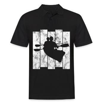 Paddel Retro Kanu Rudern Kayak Paddeln Kajak Boot - Männer Poloshirt - Schwarz - Vorne - Kai (181cm)
