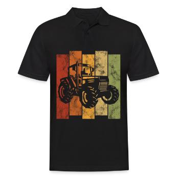 Bauer Bauernhof Retro Traktor Trecker Traktoren - Männer Poloshirt - Schwarz - Vorne - Kai (181cm)