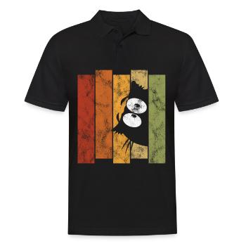 Chats chat rétro chat miau chat - Polo Homme - noir - Devant - Kai (181cm)