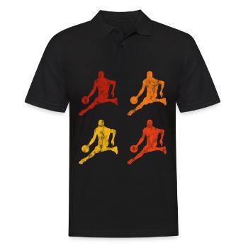Basket-ball basket-ball basketteur rétro - Polo Homme - noir - Devant - Kai (181cm)
