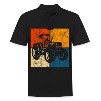 Tractor Farm Retro Bauer Tractors Tractors - Men's Polo Shirt - black - Front - Kai (181cm)