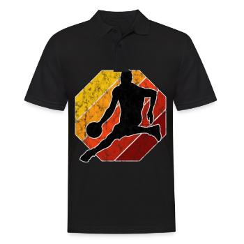 Basket-ball basket-ball basketteur rétro - Polo Homme - noir - Devant - Kai (181cm)