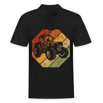 Tractor Farm Farmer Tractors Retro Tractor - Men's Polo Shirt - black - Front - Kai (181cm)