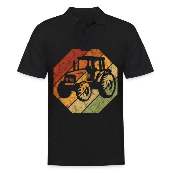 Tractors Farm Tractor Retro Farmer Tractor - Men's Polo Shirt - black - Front - Kai (181cm)