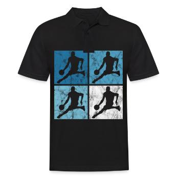 Basket-ball basket-ball basketteur rétro - Polo Homme - noir - Devant - Kai (181cm)
