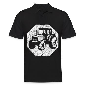 Bauernhof Traktoren Retro Trecker Bauer Traktor - Männer Poloshirt - Schwarz - Vorne - Kai (181cm)