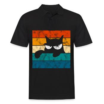 Chat Chat Miau Chat Rétro Chats - Polo Homme - noir - Devant - Kai (181cm)