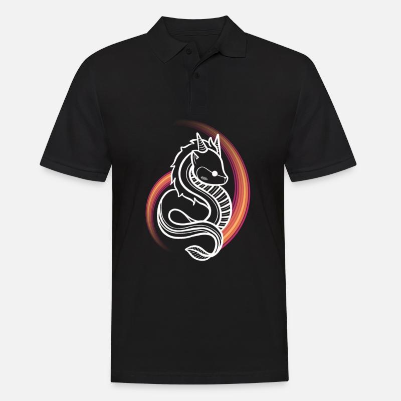 Niedlicher Regenbogen-Kawaii-Drache - Männer Poloshirt - Schwarz
