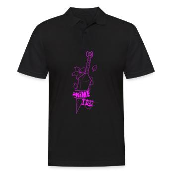 Anime Lover, Kunai Rose Line Art und Floral Comp. - Männer Poloshirt - Schwarz - Vorne - Kai (181cm)