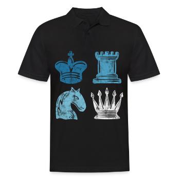 Joueur d’échecs rétro d’échecs Checkmate Pièce d’échecs - Polo Homme - noir - Devant - Kai (181cm)