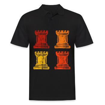 Retro Schach Schachspieler Schachmatt Schachfigur - Männer Poloshirt - Schwarz - Vorne - Kai (181cm)