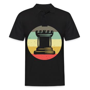 Retro Schach Schachspieler Schachmatt Schachfigur - Männer Poloshirt - Schwarz - Vorne - Kai (181cm)
