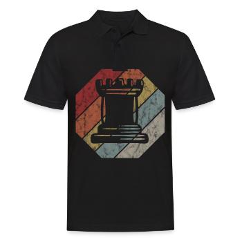 Retro Chess Chess Player Checkmate Chess Piece - Men's Polo Shirt - black - Front - Kai (181cm)