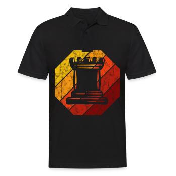Retro Schach Schachspieler Schachmatt Schachfigur - Männer Poloshirt - Schwarz - Vorne - Kai (181cm)