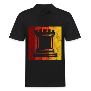 Retro Schach Schachspieler Schachmatt Schachfigur - Männer Poloshirt - Schwarz - Vorne - Kai (181cm)