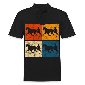 Traber Trabrennen in retro oder vintage Style - Männer Poloshirt - Schwarz - Vorne - Kai (181cm)