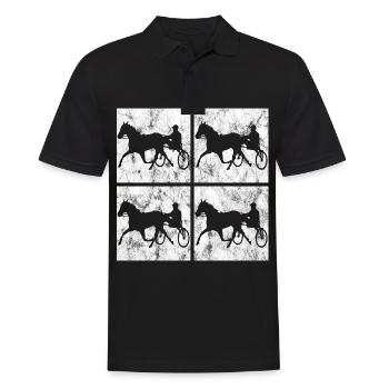 Traber Trabrennen in retro oder vintage Style - Männer Poloshirt - Schwarz - Vorne - Kai (181cm)