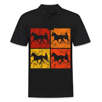 Trotter trotting races in retro or vintage style - Men's Polo Shirt - black - Front - Kai (181cm)