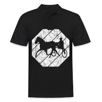 Traber Trabrennen in retro oder vintage Style - Männer Poloshirt - Schwarz - Vorne - Kai (181cm)