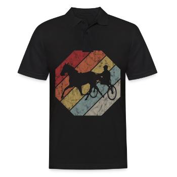Traber Trabrennen in retro oder vintage Style - Männer Poloshirt - Schwarz - Vorne - Kai (181cm)