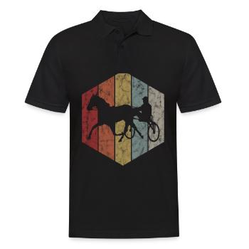 Trotter trotting races in retro or vintage style - Men's Polo Shirt - black - Front - Kai (181cm)